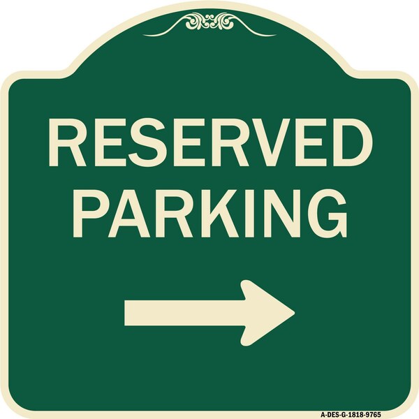 Signmission Designer Series-Reserved Parking 2, Green Heavy-Gauge Aluminum, 18" x 18", G-1818-9765 A-DES-G-1818-9765 - main